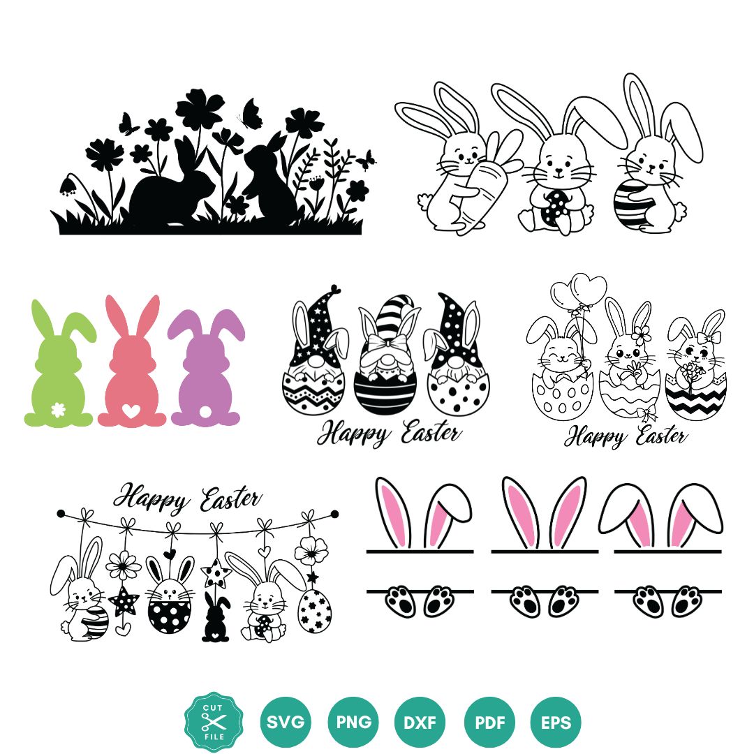 Free Easter Bunny SVG Bundle: 7 Adorable Designs for Cricut & Silhouette