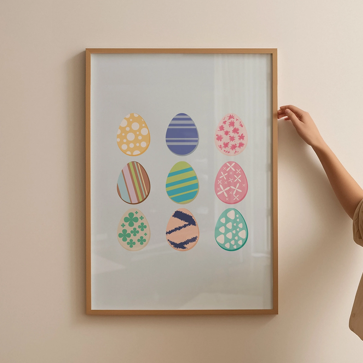 Free Retro Easter Eggs Wall Art Printable