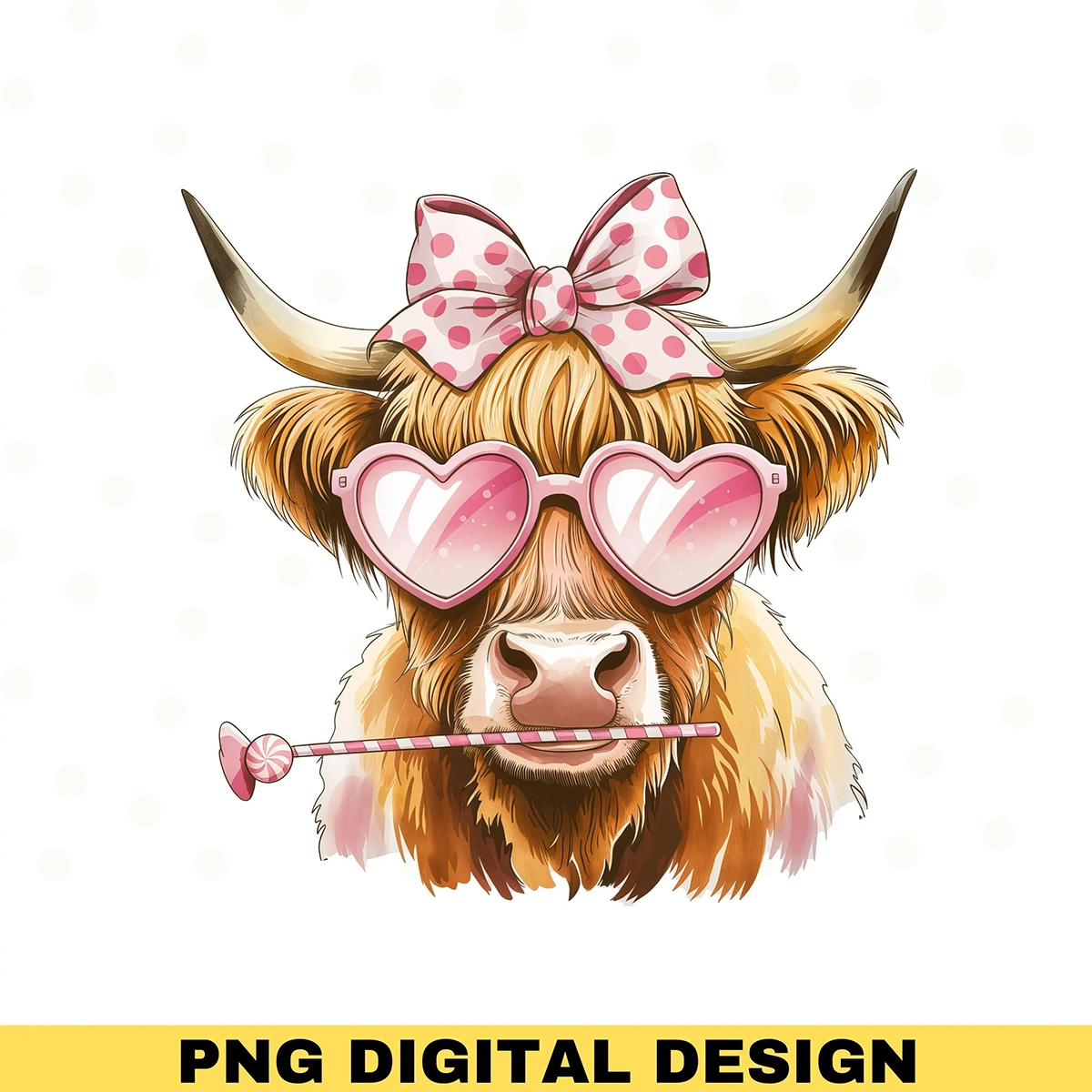 Free Cute Highland Cow PNG – Adorable Valentine’s Day Design