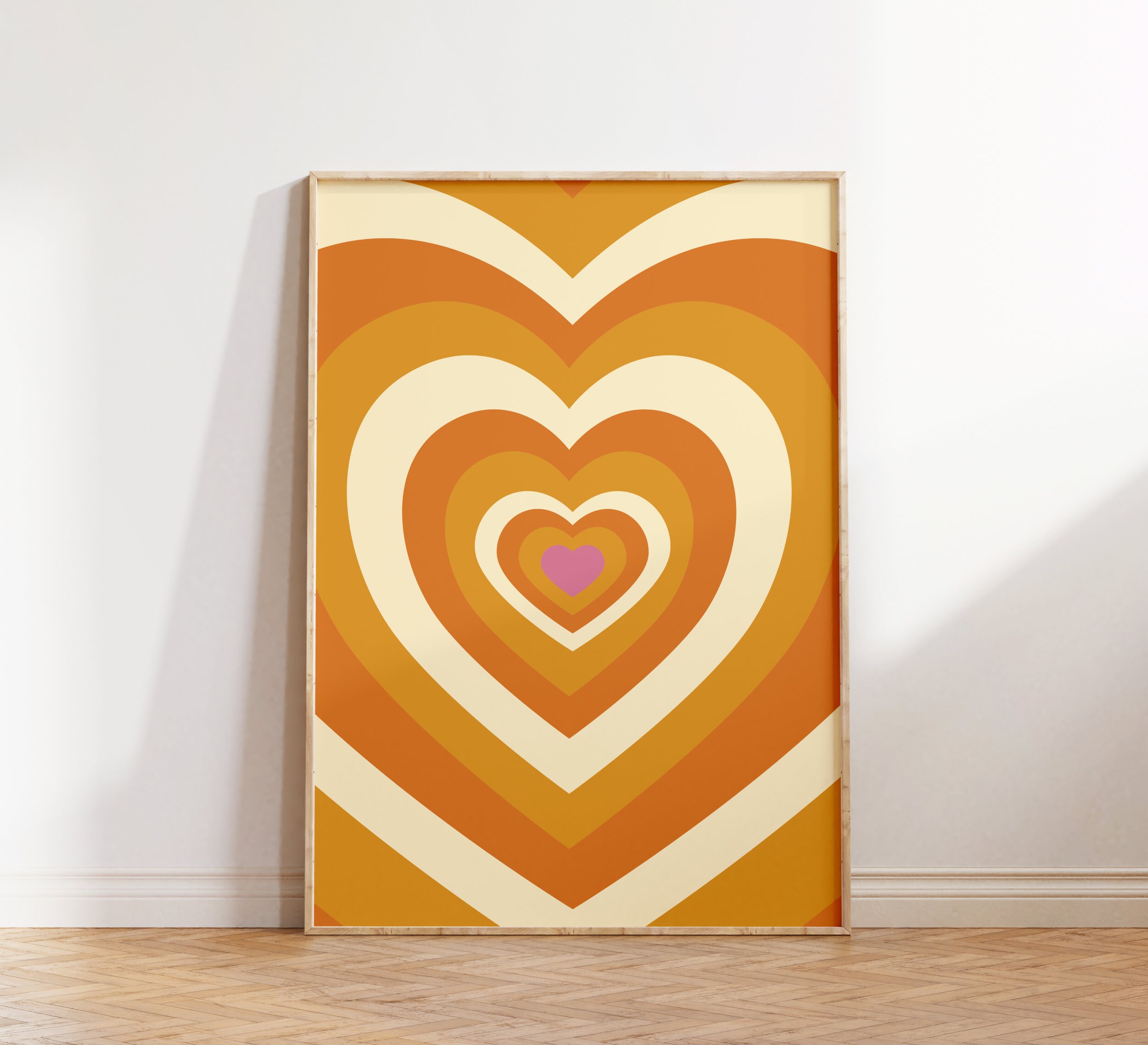 Free Retro Heart Wall Art – 70s Inspired Geometric Print