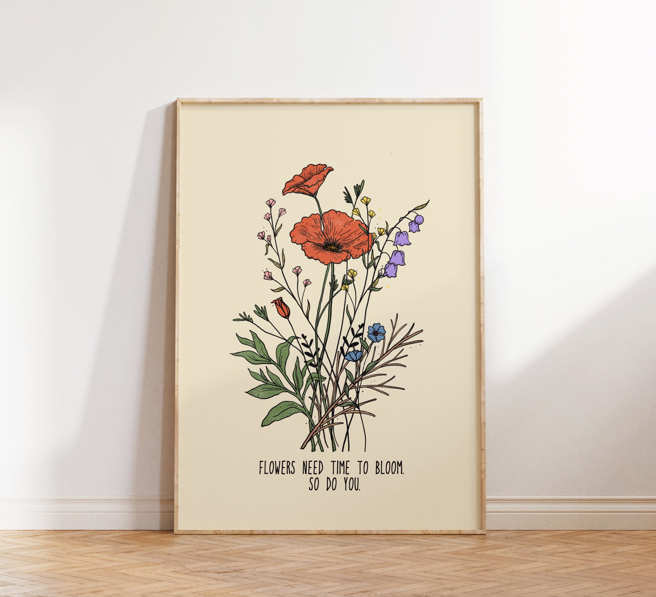 Free Retro Floral Quote Wall Art Printable
