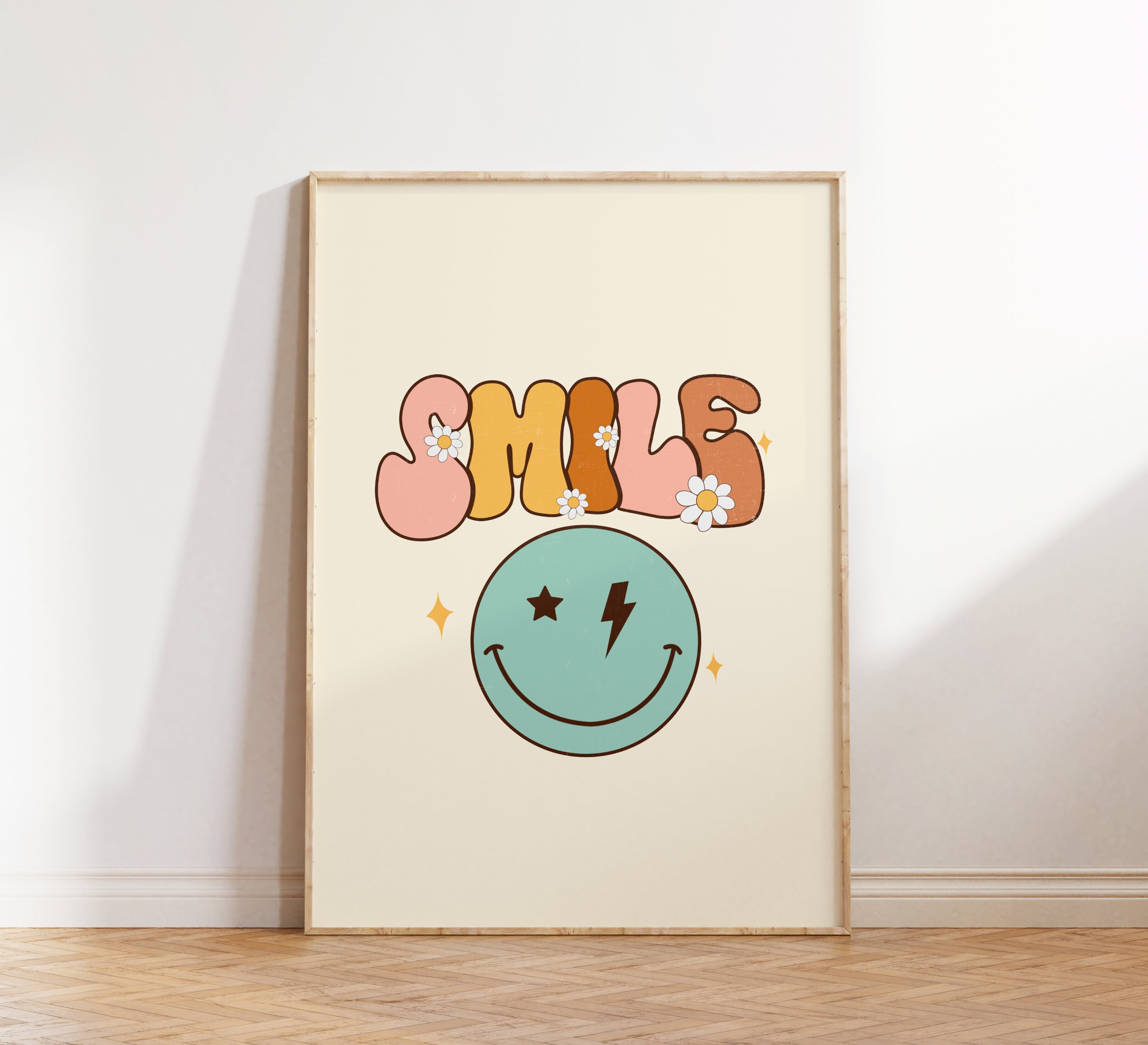 Free Retro Smile Print – 70s Inspired Positive Wall Art