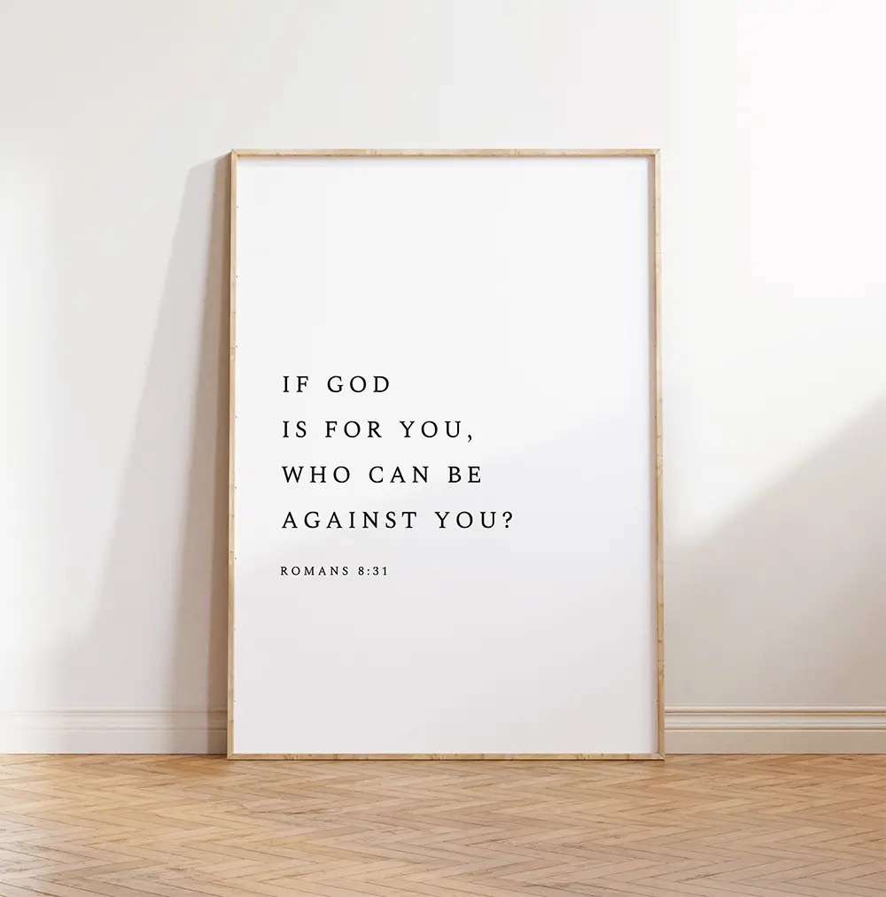 Free Download Romans 8:31 Bible Verse Minimalist Wall Art Printable