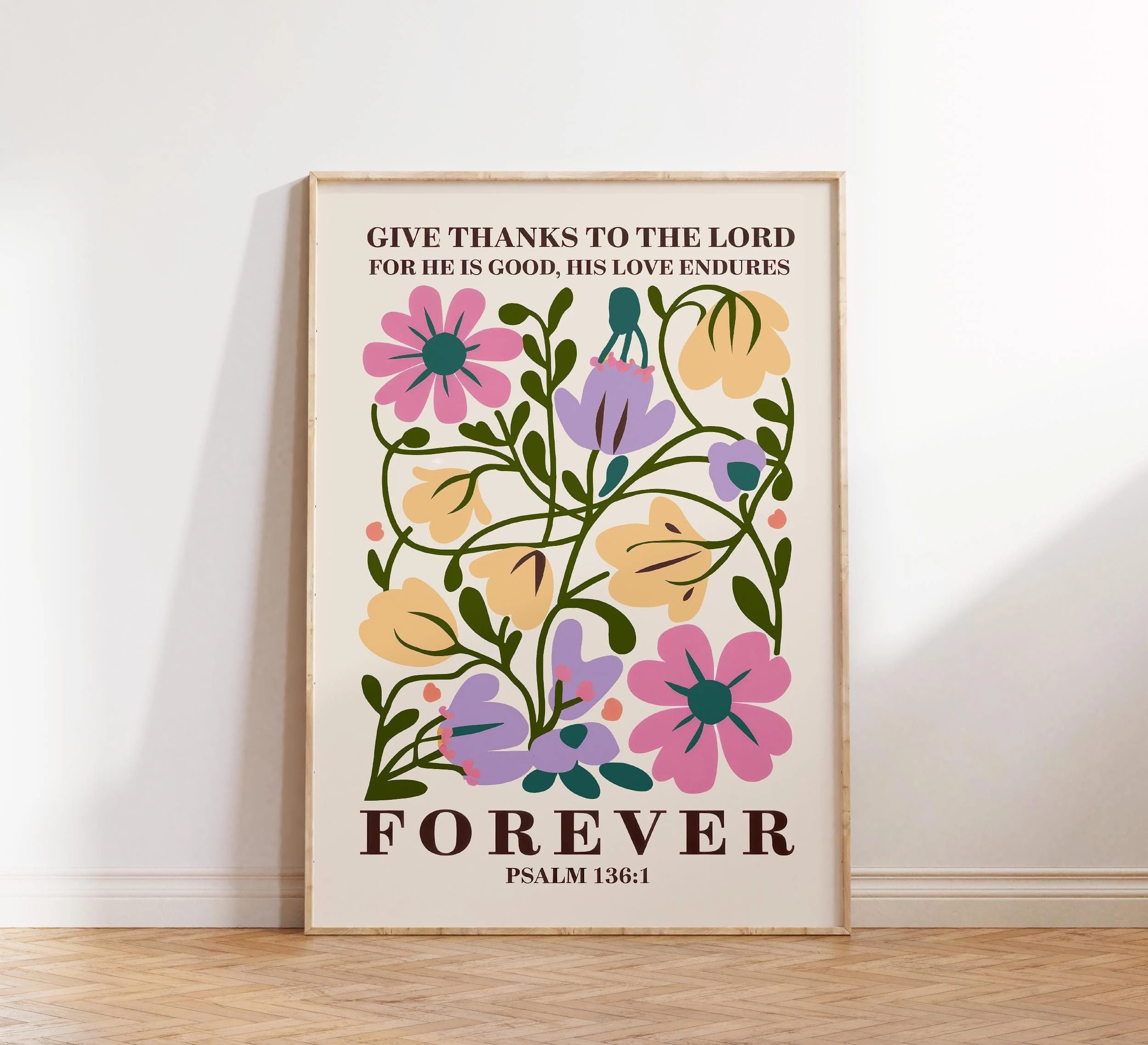 Free Download: “Give Thanks to the Lord” Floral psalm Wall Art