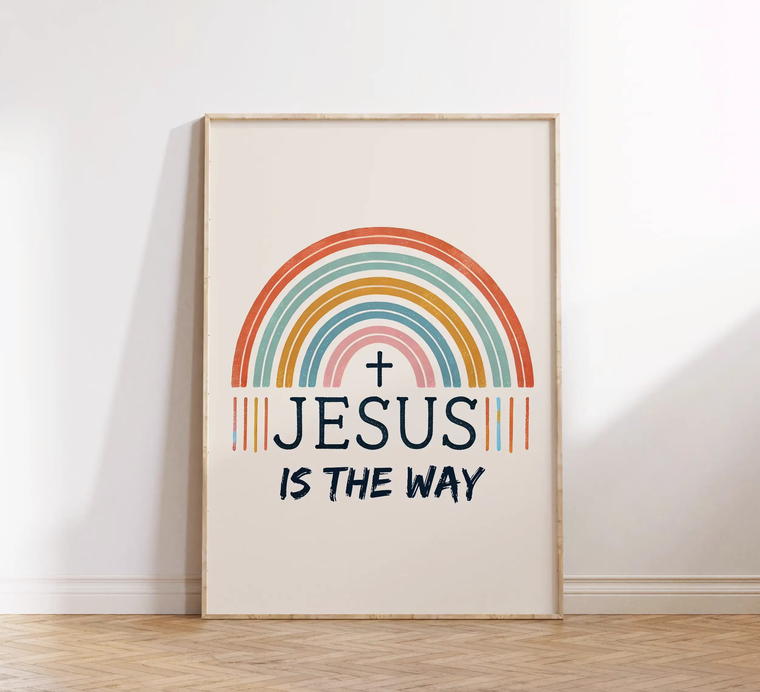 Free Download: “Jesus is the Way” Christian Rainbow Wall Art Printable