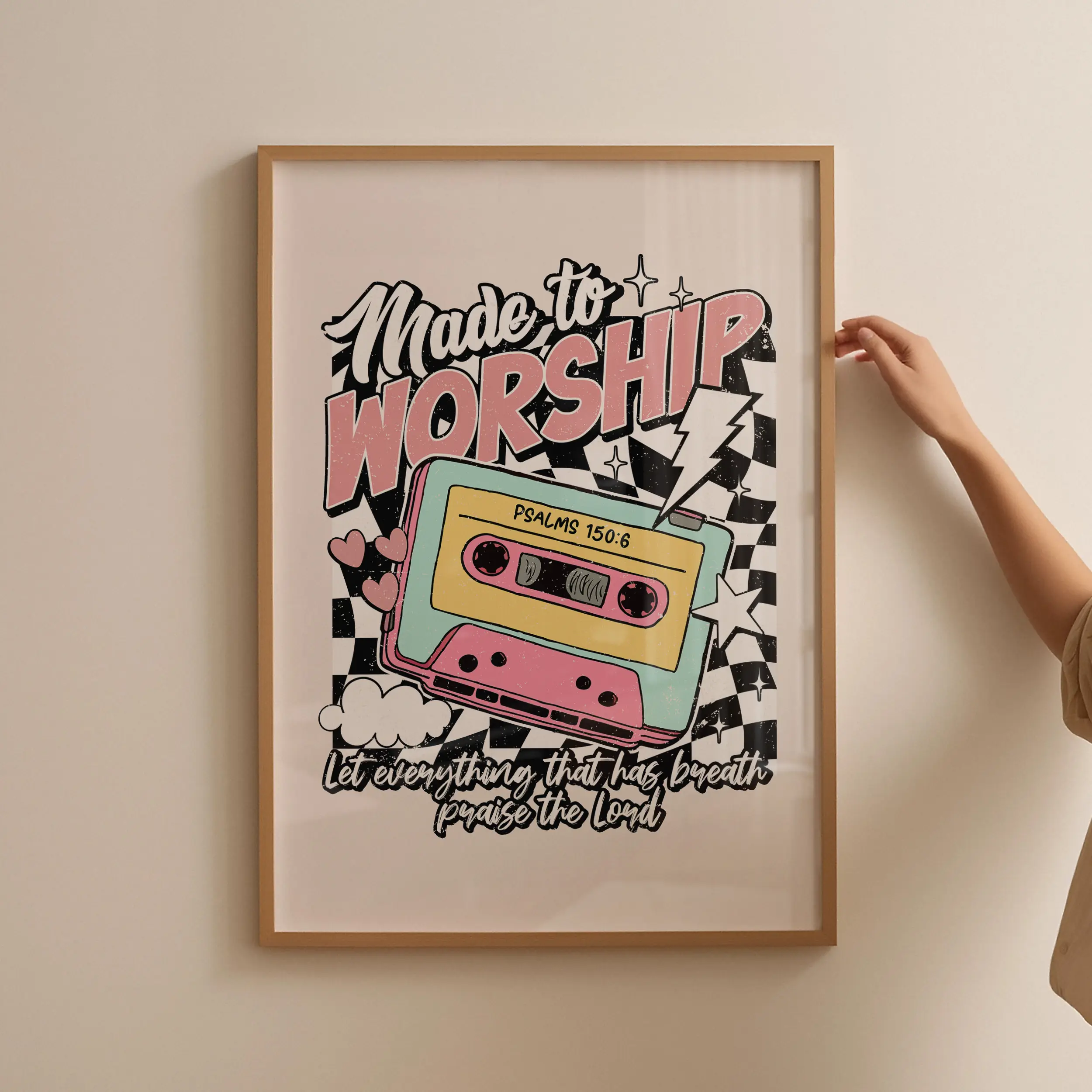 Free Download Made to Worship Retro Christian Wall Art Printable
