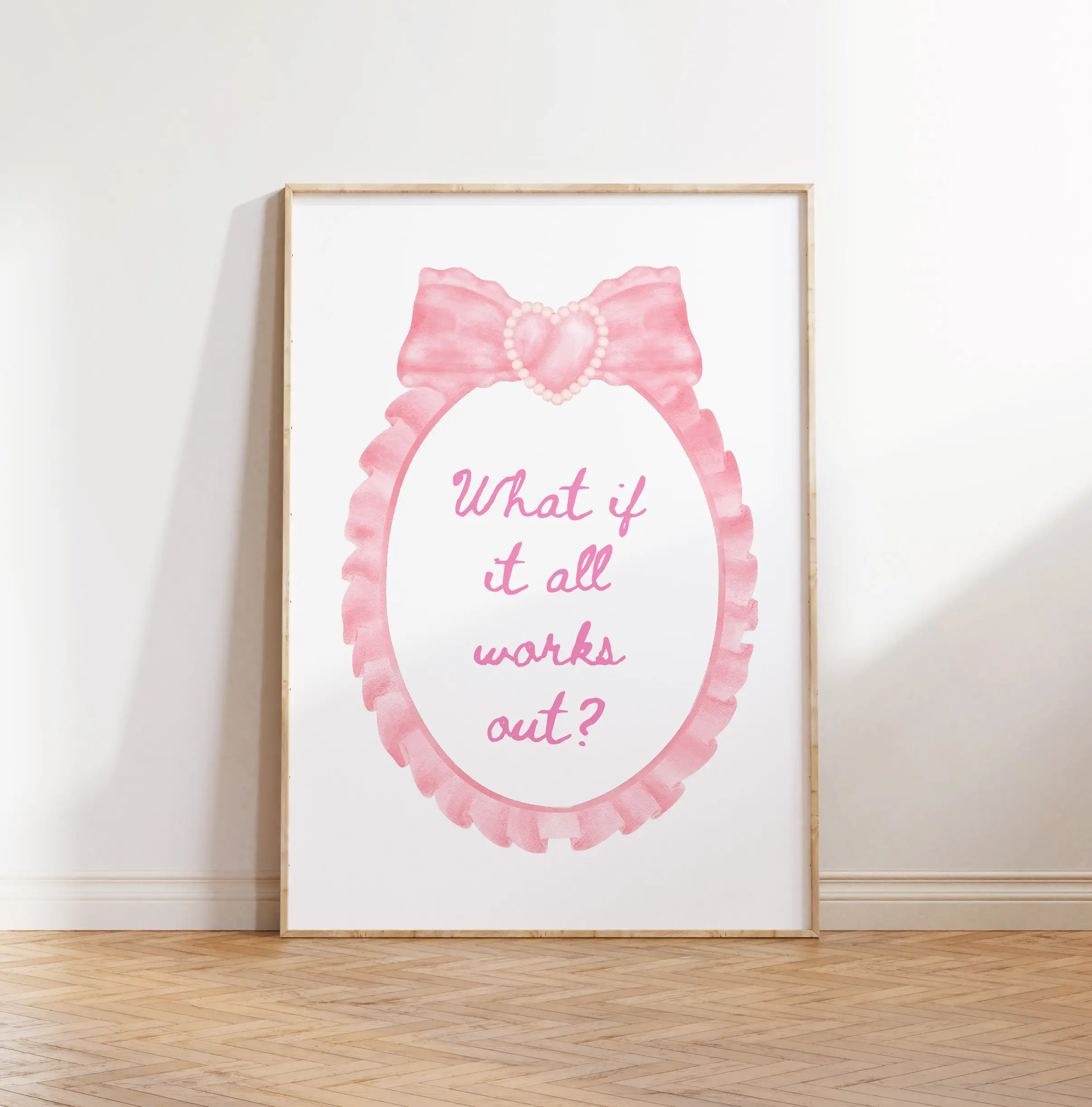 Free Download – “What if it all works out?” Romantic Pink Ribbon Printable Wall Art