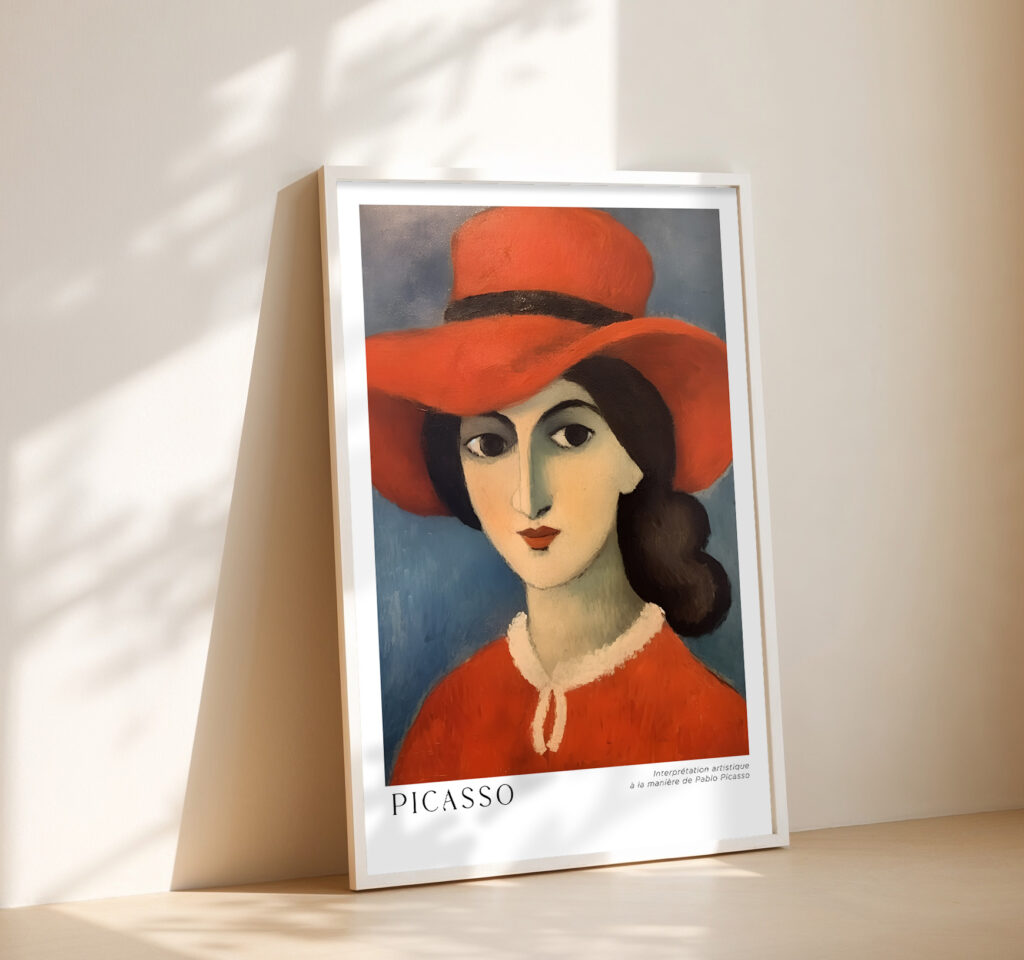 picasso woman in red hat wall art