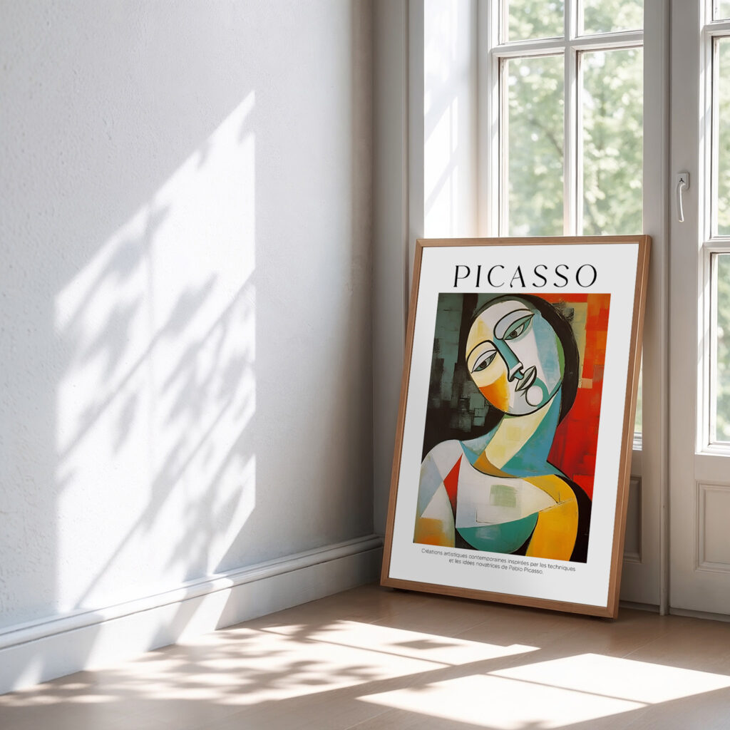 picasso inspired woman cubist wall art