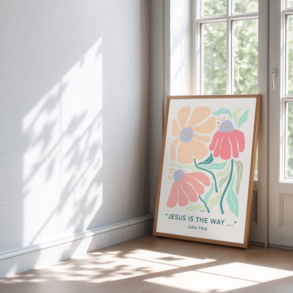 retro floral christian wall art