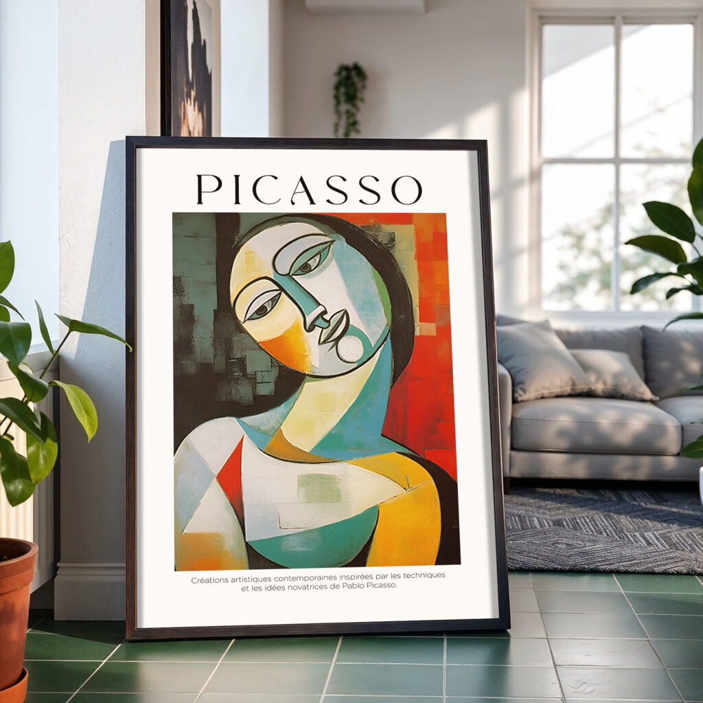 picasso inspired woman cubist wall art