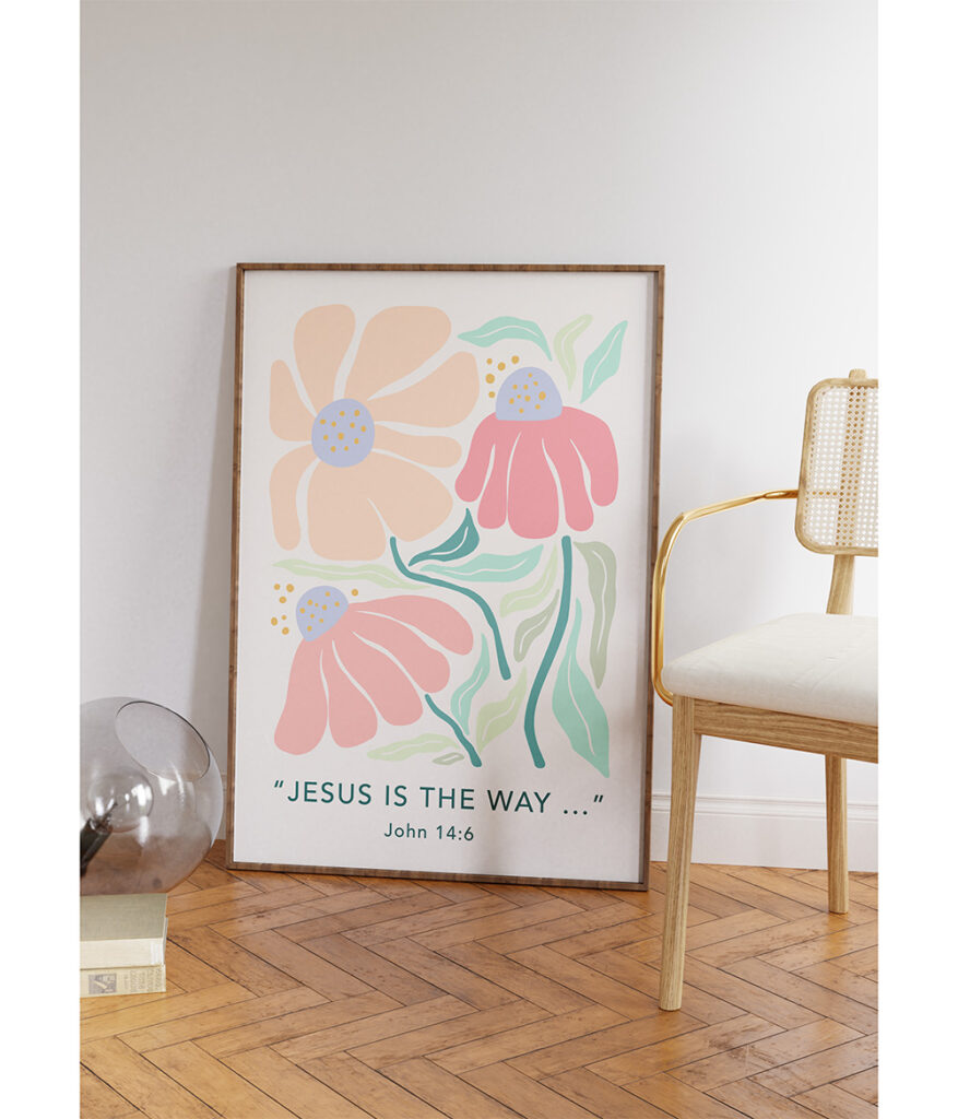 retro floral christian wall art