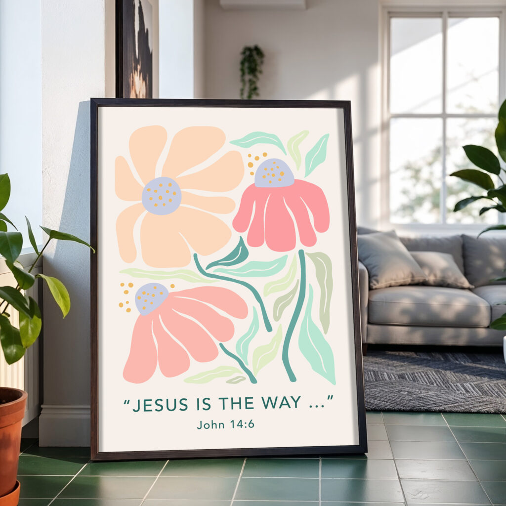 retro floral christian wall art