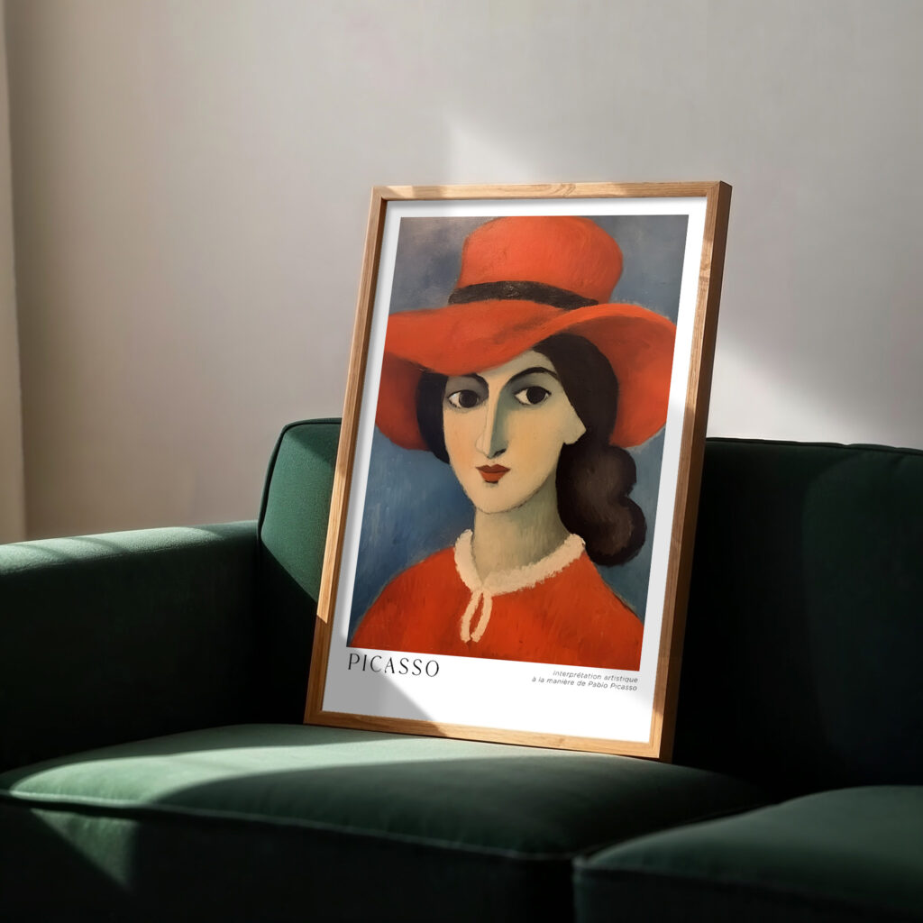 picasso woman in red hat wall art