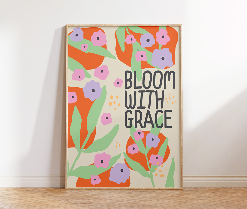 Free Download – Bloom With Grace Retro Floral Wall Art