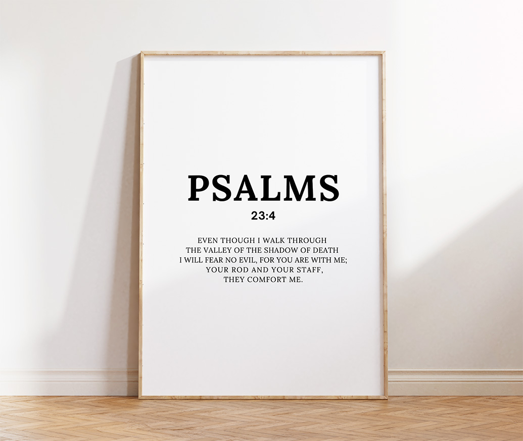 Free Download – Psalm 23:4 Minimalist Bible Verse Wall Art