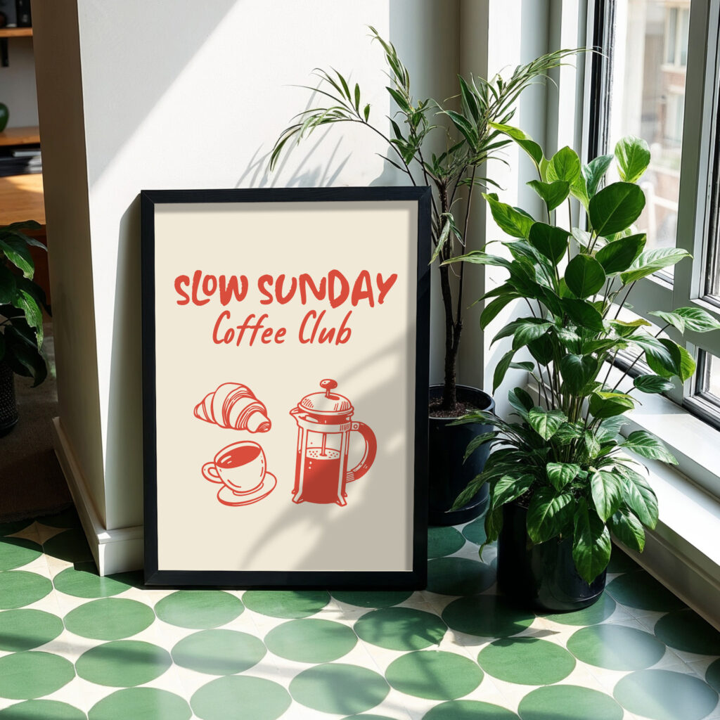 retro coffee club wall art