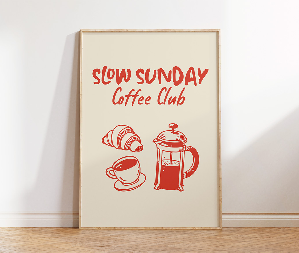 Free Download – Slow Sunday Coffee Club Printable Wall Art