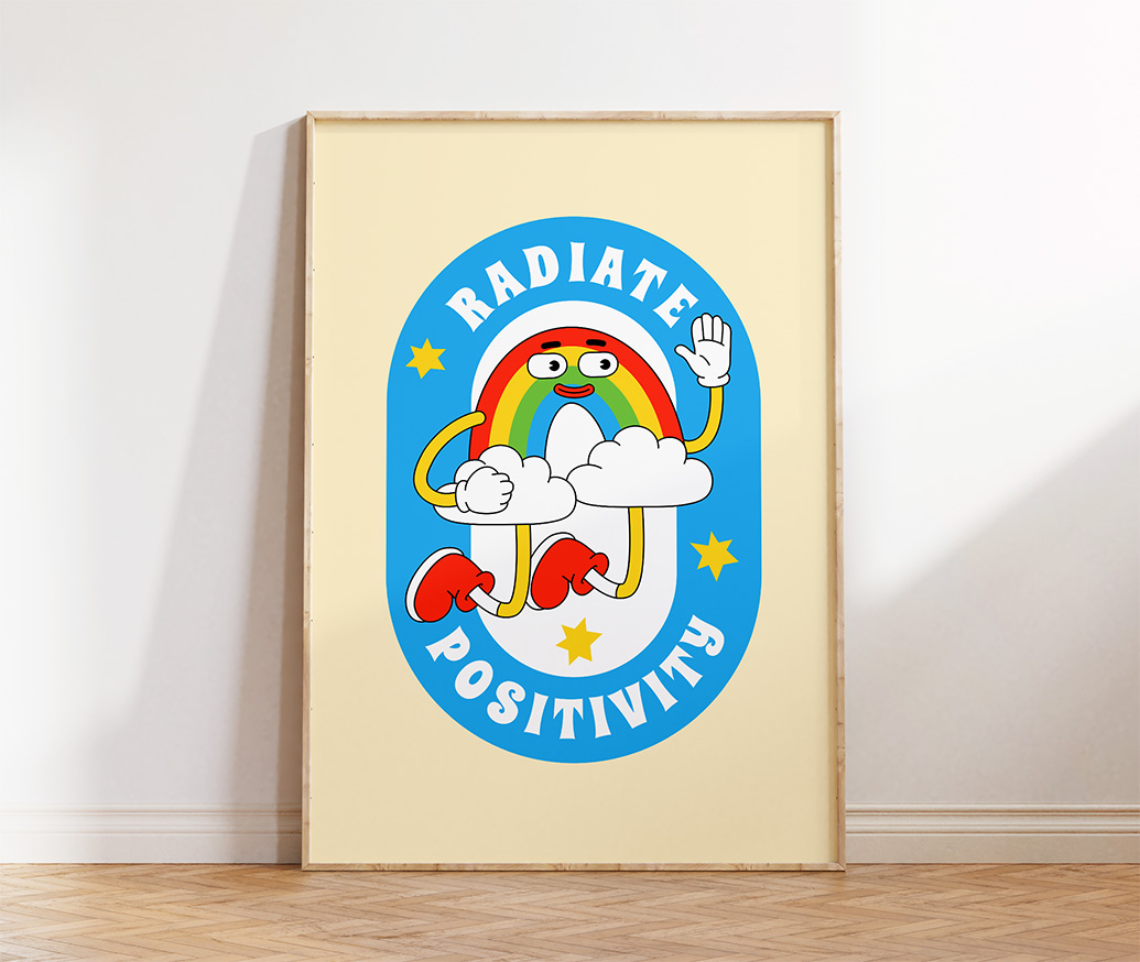 Free Download – Radiate Positivity Retro Printable Wall Art