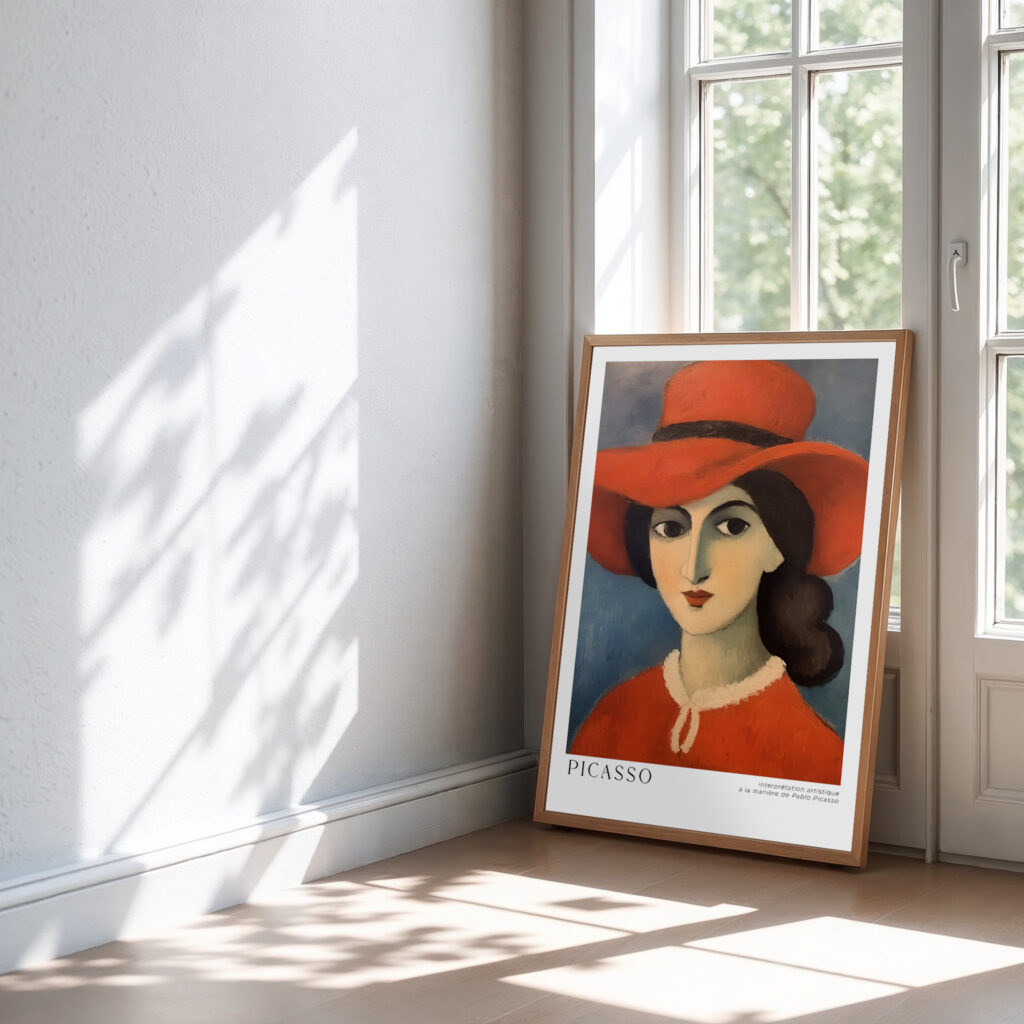 picasso woman in red hat wall art