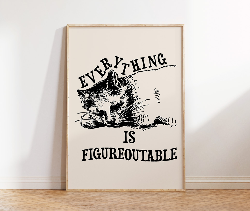 Free Download: “Everything is Figureoutable” Cat Wall Art Printable