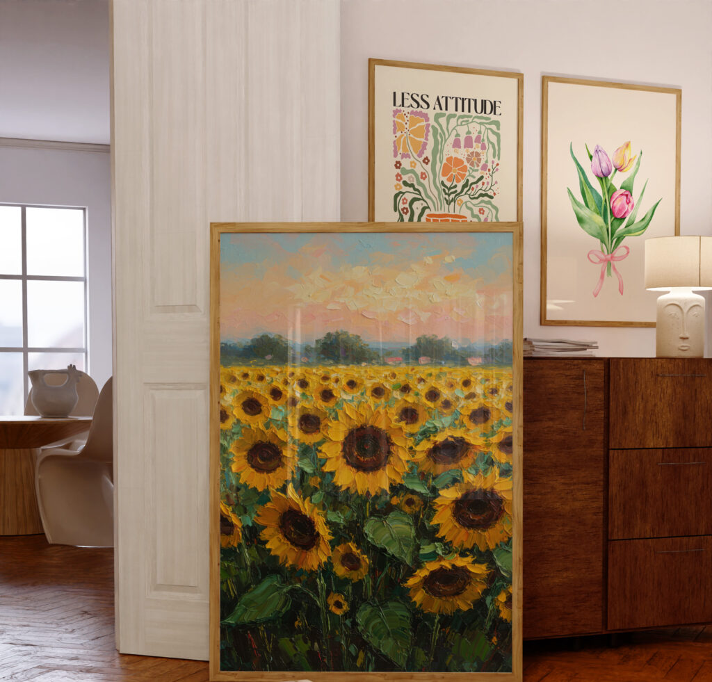 sunflower field wall art