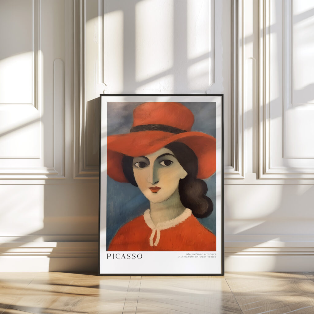 picasso woman in red hat wall art