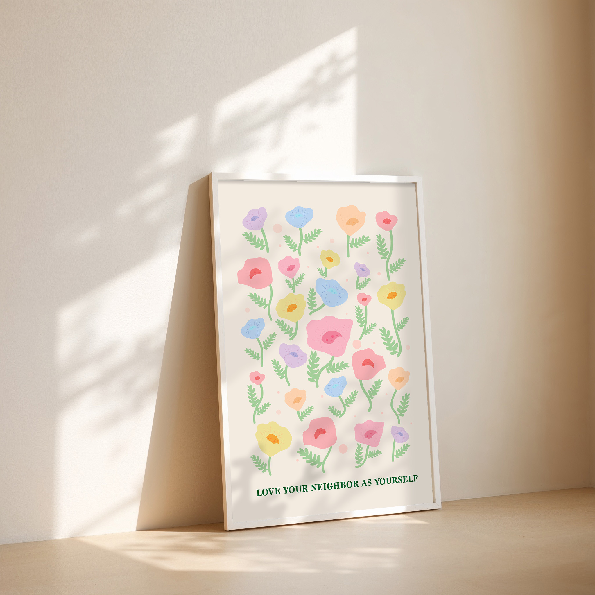 Free Download: “Love Your Neighbor As Yourself” Floral Wall Art Printable