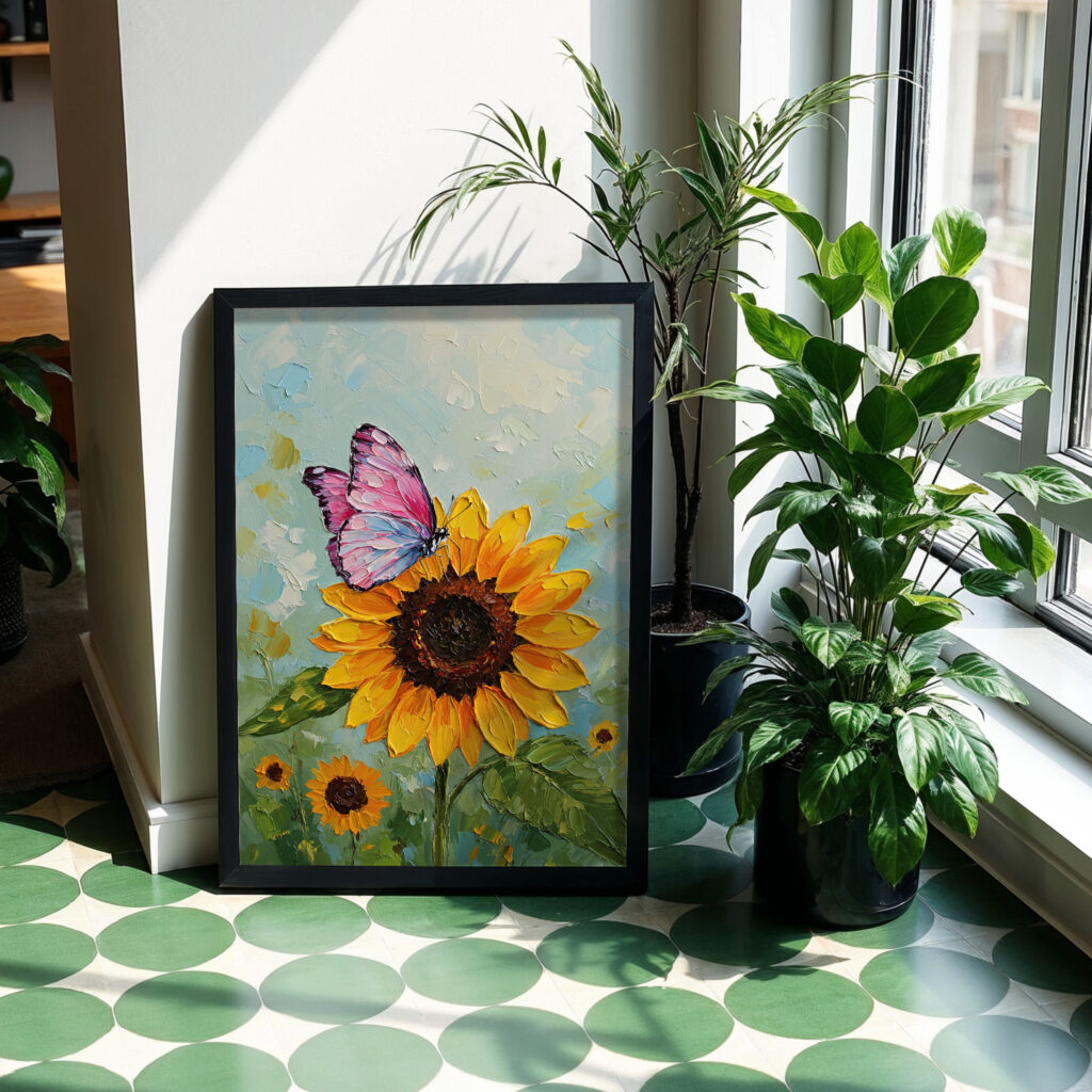 Sunflower butterfly wall art