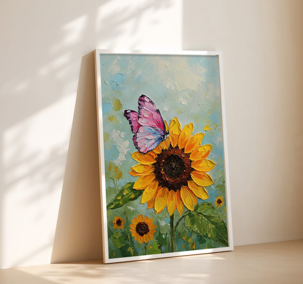 Sunflower butterfly wall art