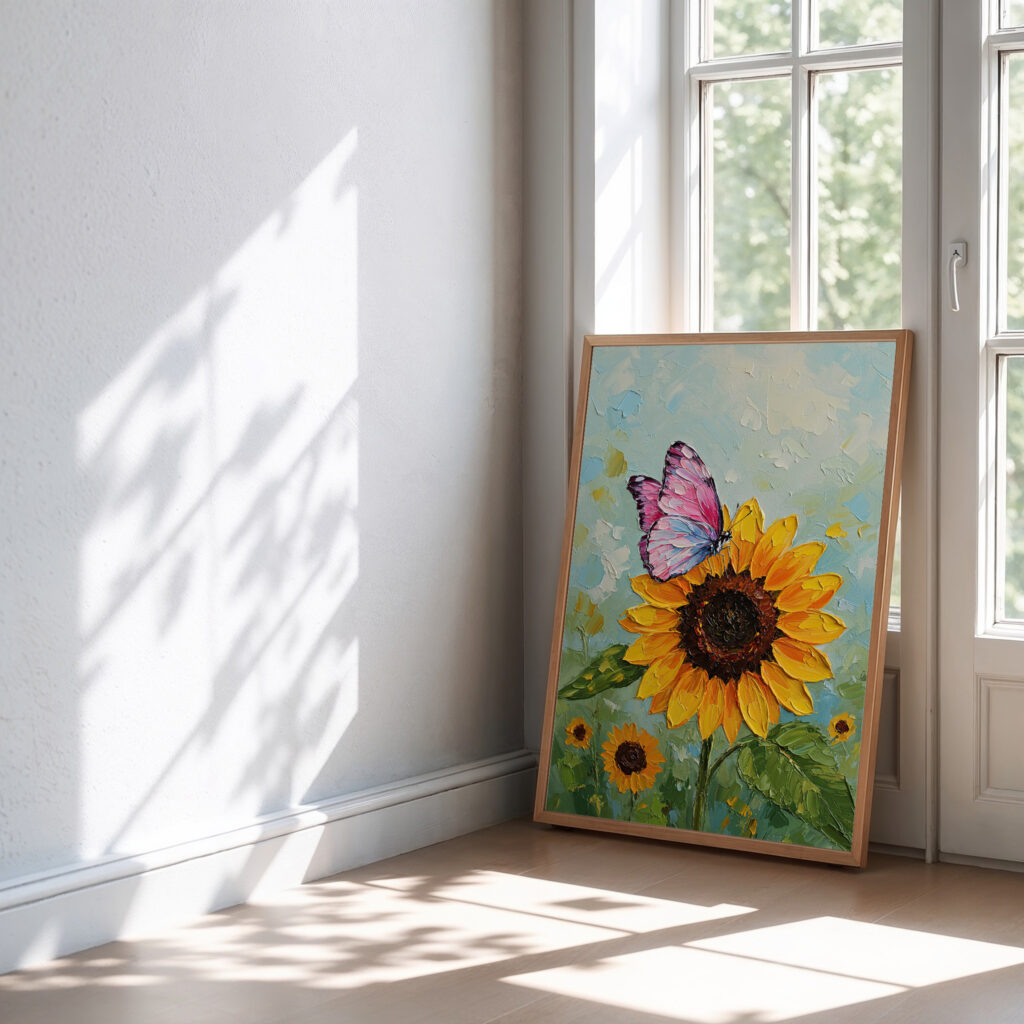 Sunflower butterfly wall art