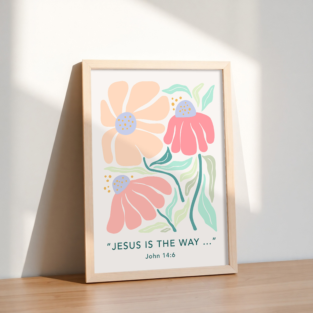 retro floral christian wall art