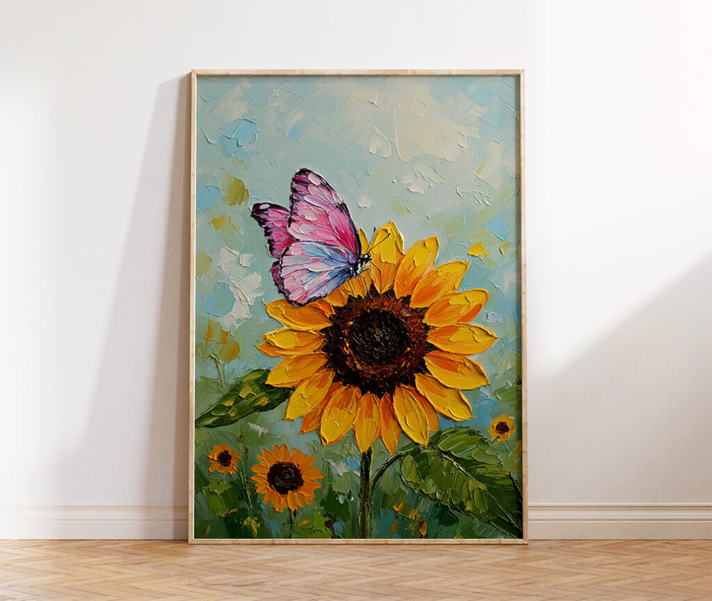 Sunflower butterfly wall art
