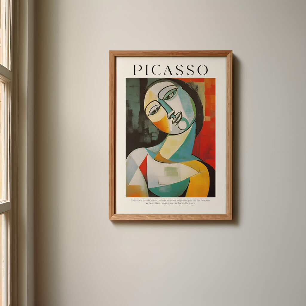 picasso inspired woman cubist wall art