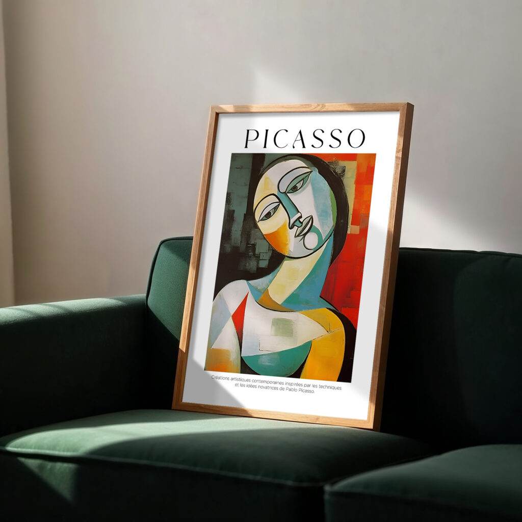 picasso inspired woman cubist wall art
