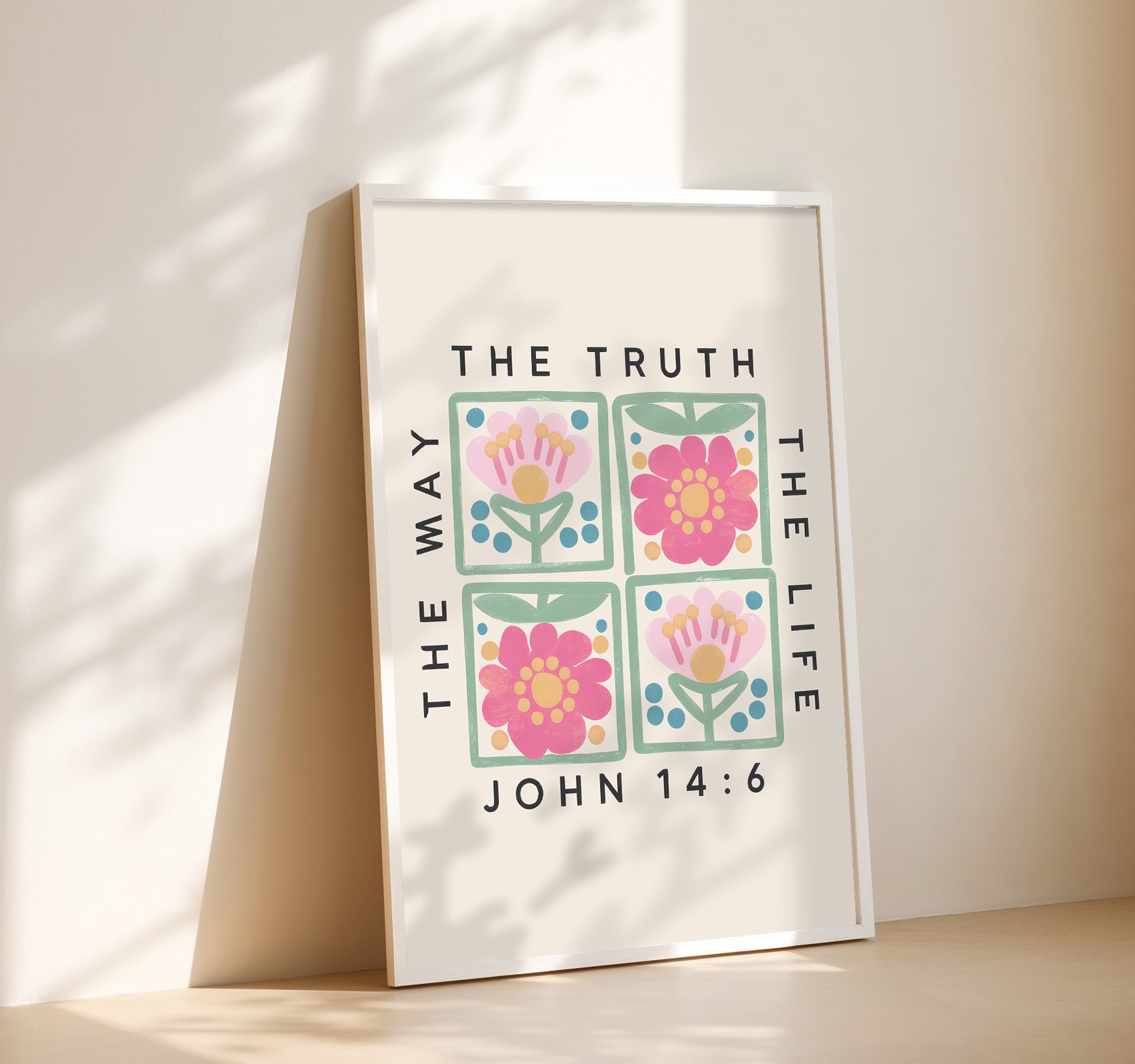 Free Download – John 14:6 Floral Christian Wall Art Printable
