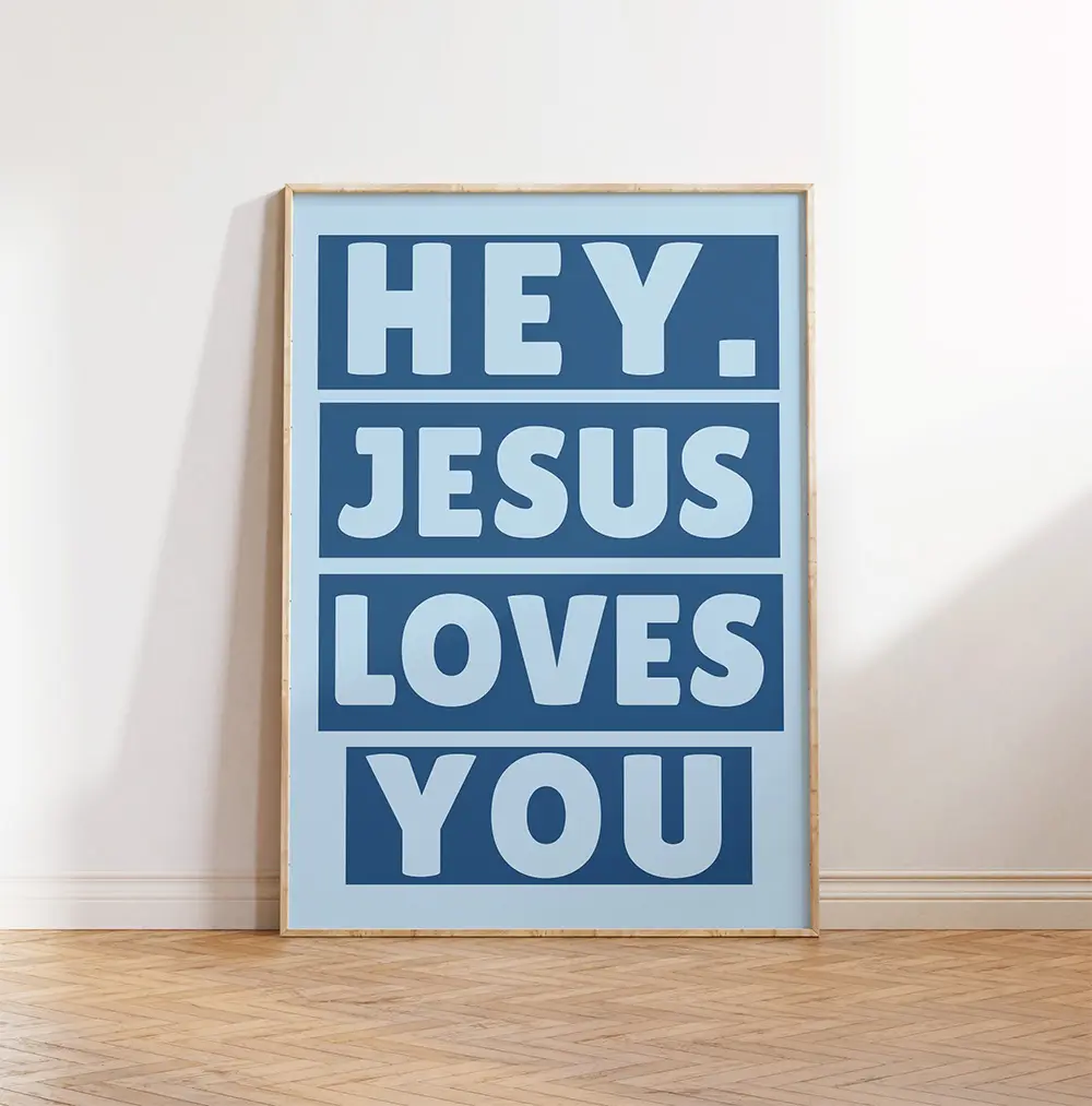 Free Download: “Hey. Jesus Loves You” Retro Wall Art Printable